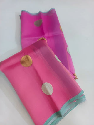 Pure Banarasi Kora Organza Kadhua Silk Handloom Double Shade Buta Saree