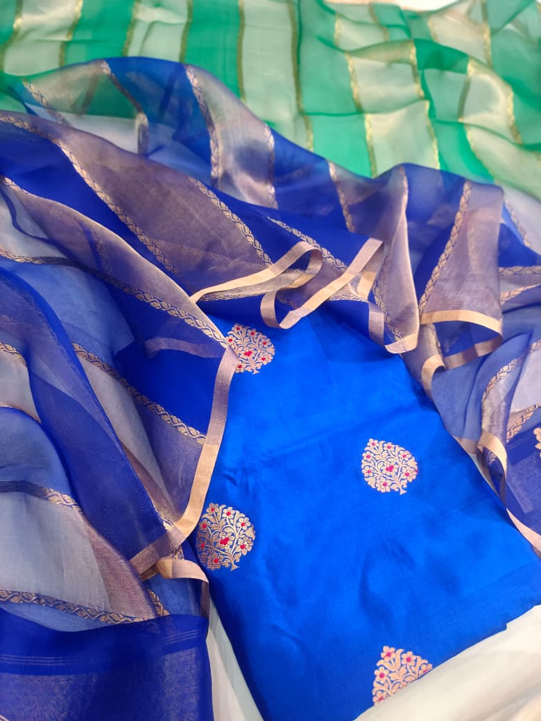 Pure Katan Silk Kadhua Handloom Suit 3 Pcs