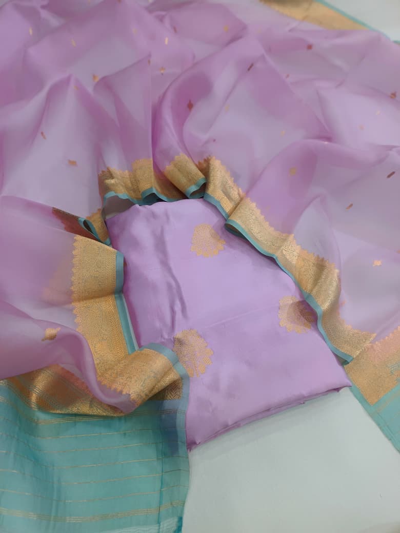 Pure Katan Silk Kadhua Handloom Suit 3 Pcs