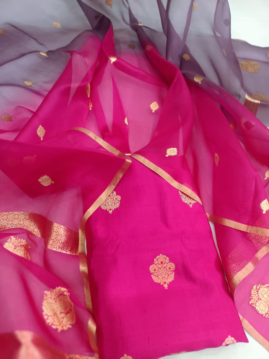 Pure Katan Silk Kadhua Handloom Suit 3 Pcs