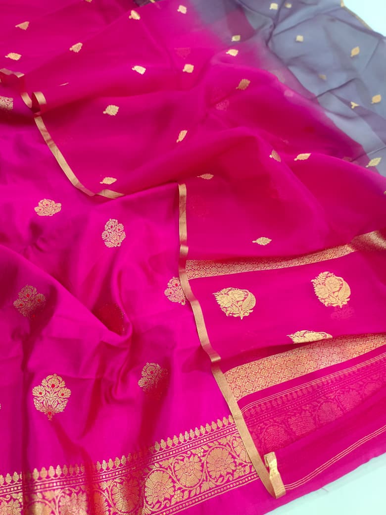 Pure Katan Silk Kadhua Handloom Suit 3 Pcs