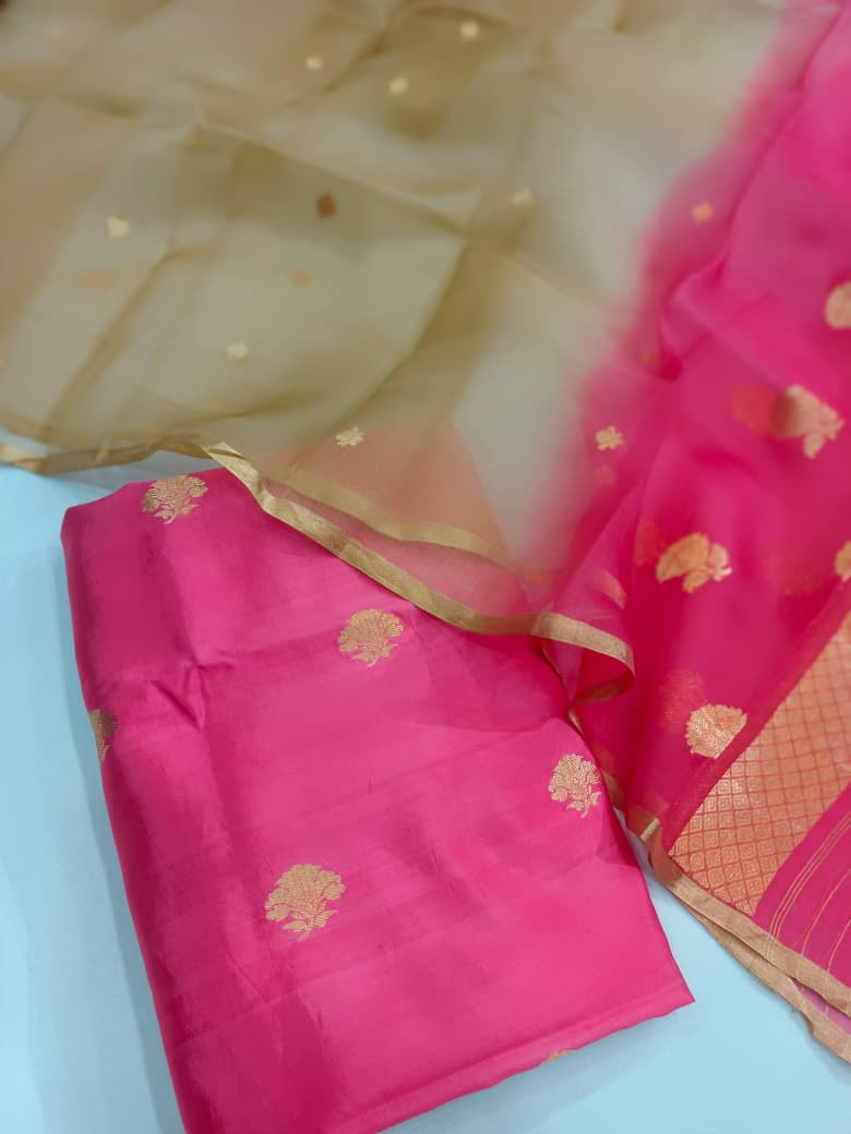 Pure Katan Silk Kadhua Handloom Suit 3 Pcs