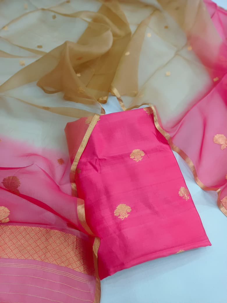 Pure Katan Silk Kadhua Handloom Suit 3 Pcs