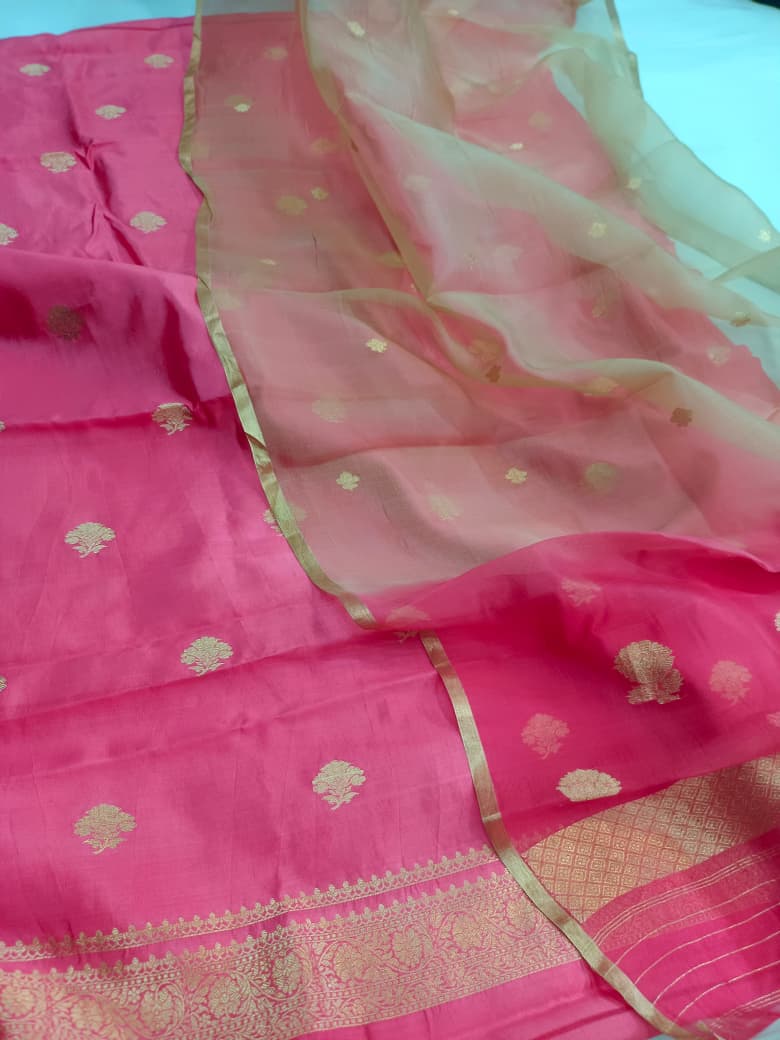 Pure Katan Silk Kadhua Handloom Suit 3 Pcs