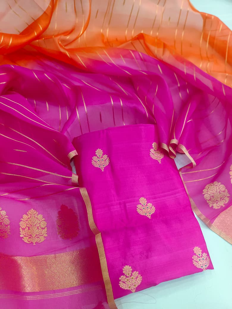 Pure Katan Silk Kadhua Handloom Suit 3 Pcs