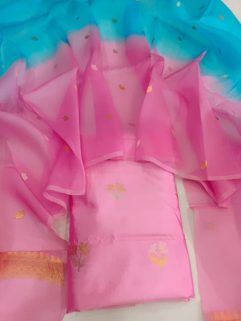 Pure Katan Silk Kadhua Handloom Suit 3 Pcs