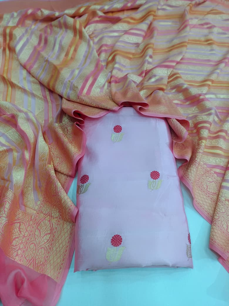Pure Katan Silk Kadhua Handloom Suit 3 Pcs