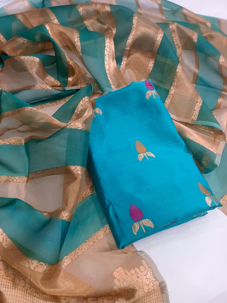 Pure Katan Silk Kadhua Handloom Suit 3 Pcs