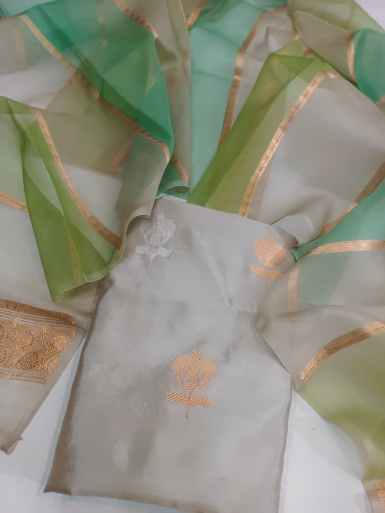 Pure Katan Silk Kadhua Handloom Suit 3 Pcs