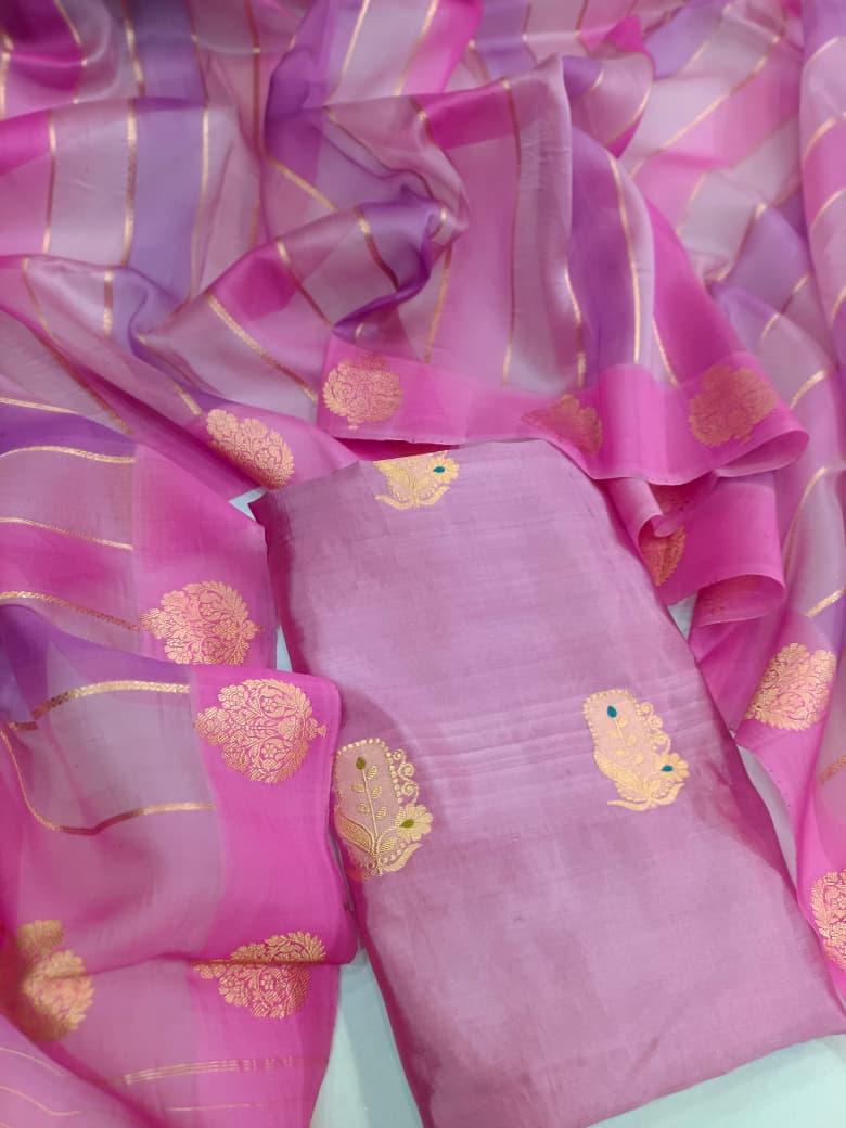 Pure Katan Silk Kadhua Handloom Suit 3 Pcs