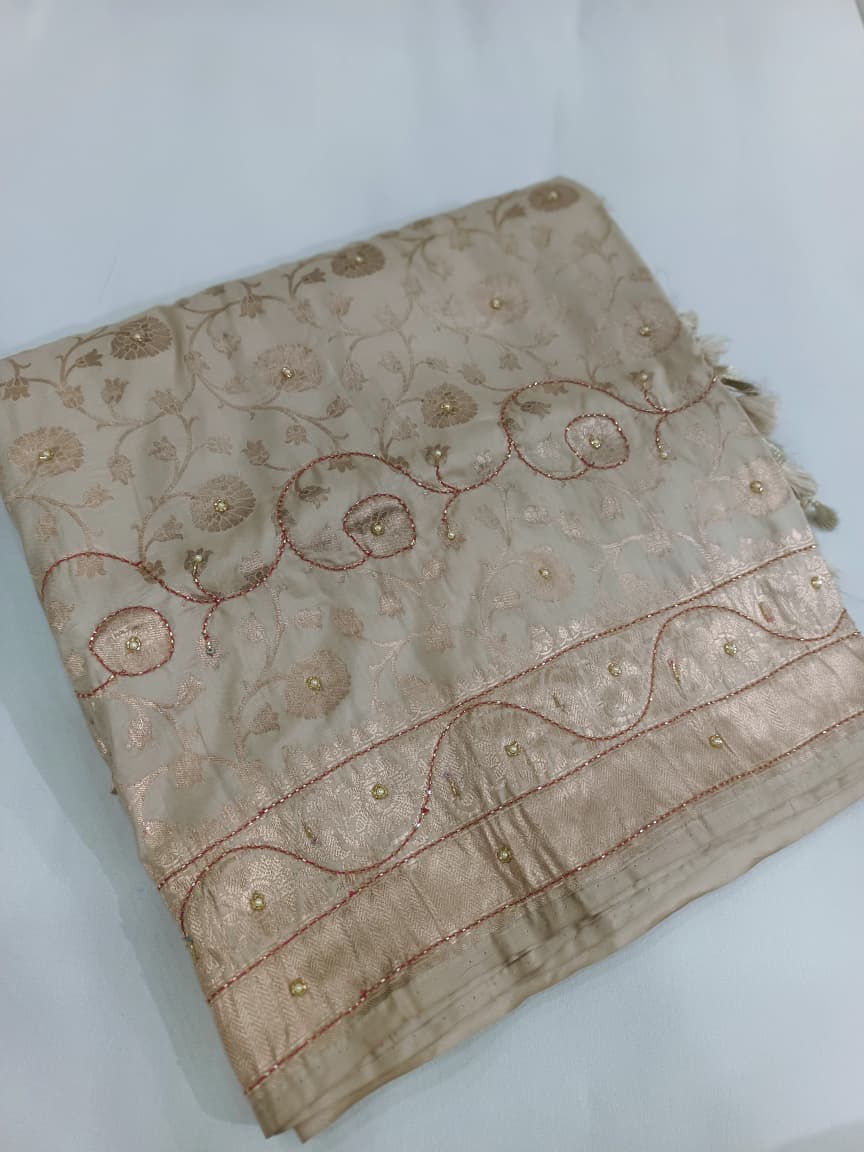 Pure Katan Silk Jangla Handloom with Handwork Zardozi