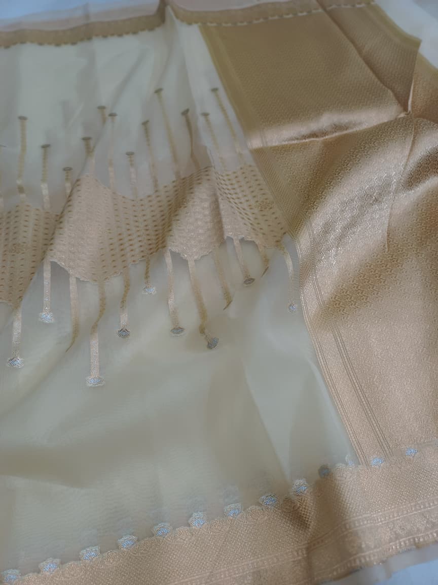 Kora Organza Silk Banarasi Border Saree