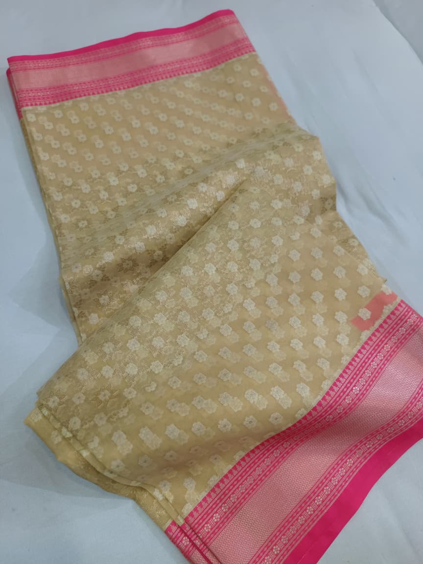 Kora Organza Silk Banarasi Border Saree