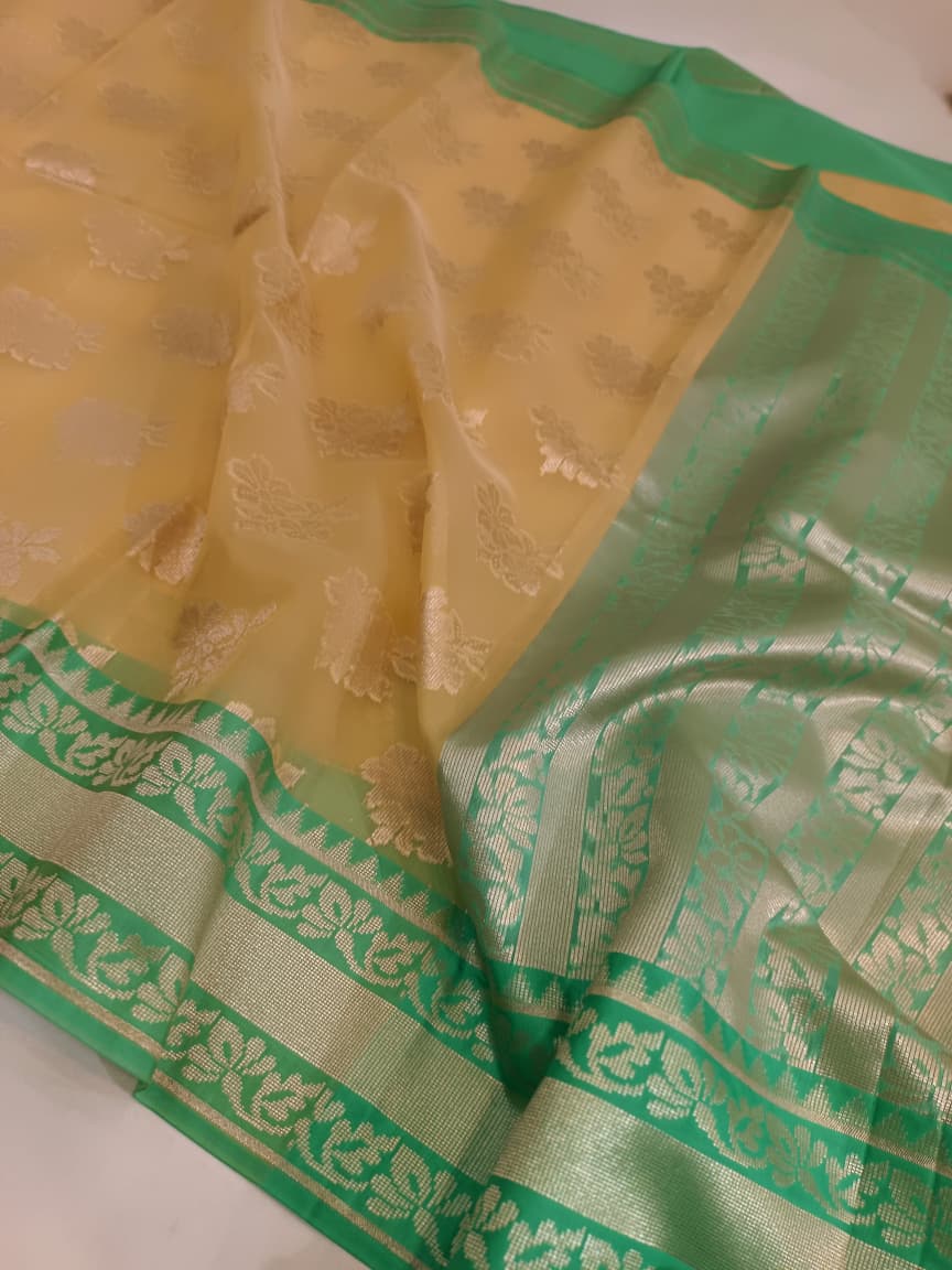 Kora Organza Silk Banarasi Border Saree