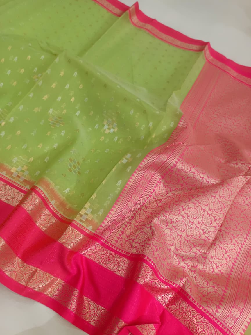 Kora Organza Silk Banarasi Border Saree