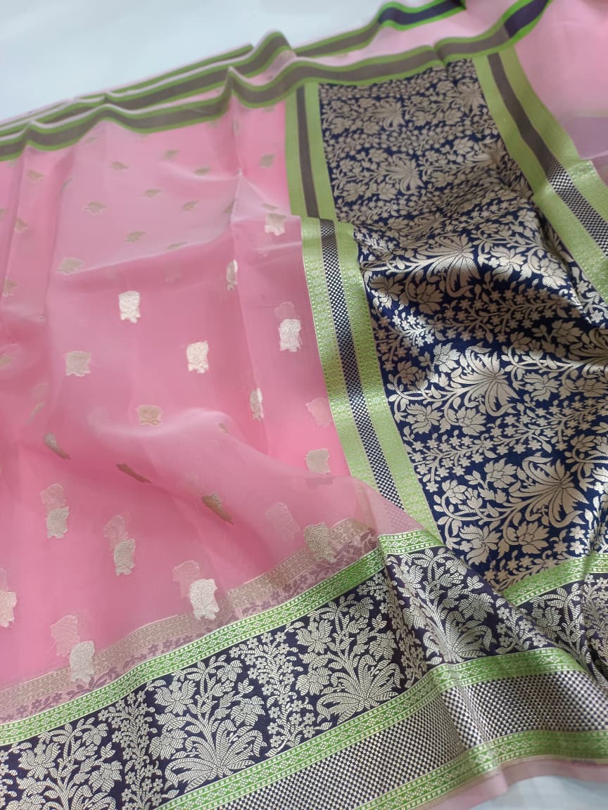 Kora Organza Silk Banarasi Border Saree