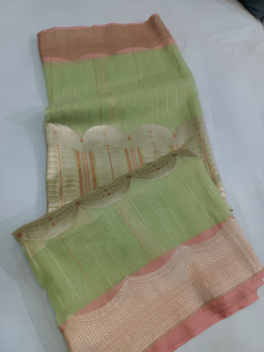 Kora Organza Silk Banarasi Border Saree