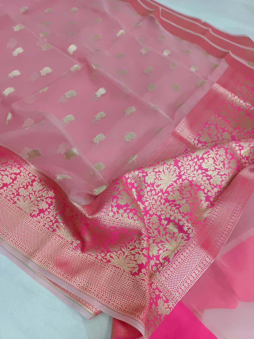 Kora Organza Silk Banarasi Border Saree