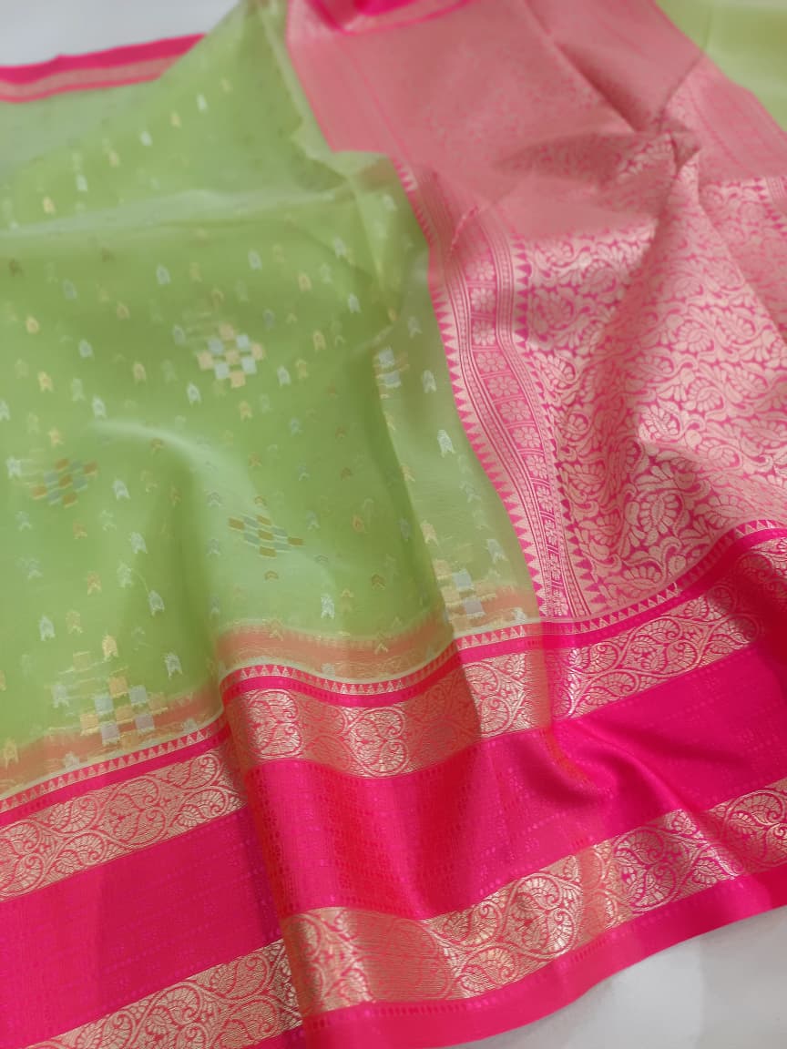Kora Organza Silk Banarasi Border Saree