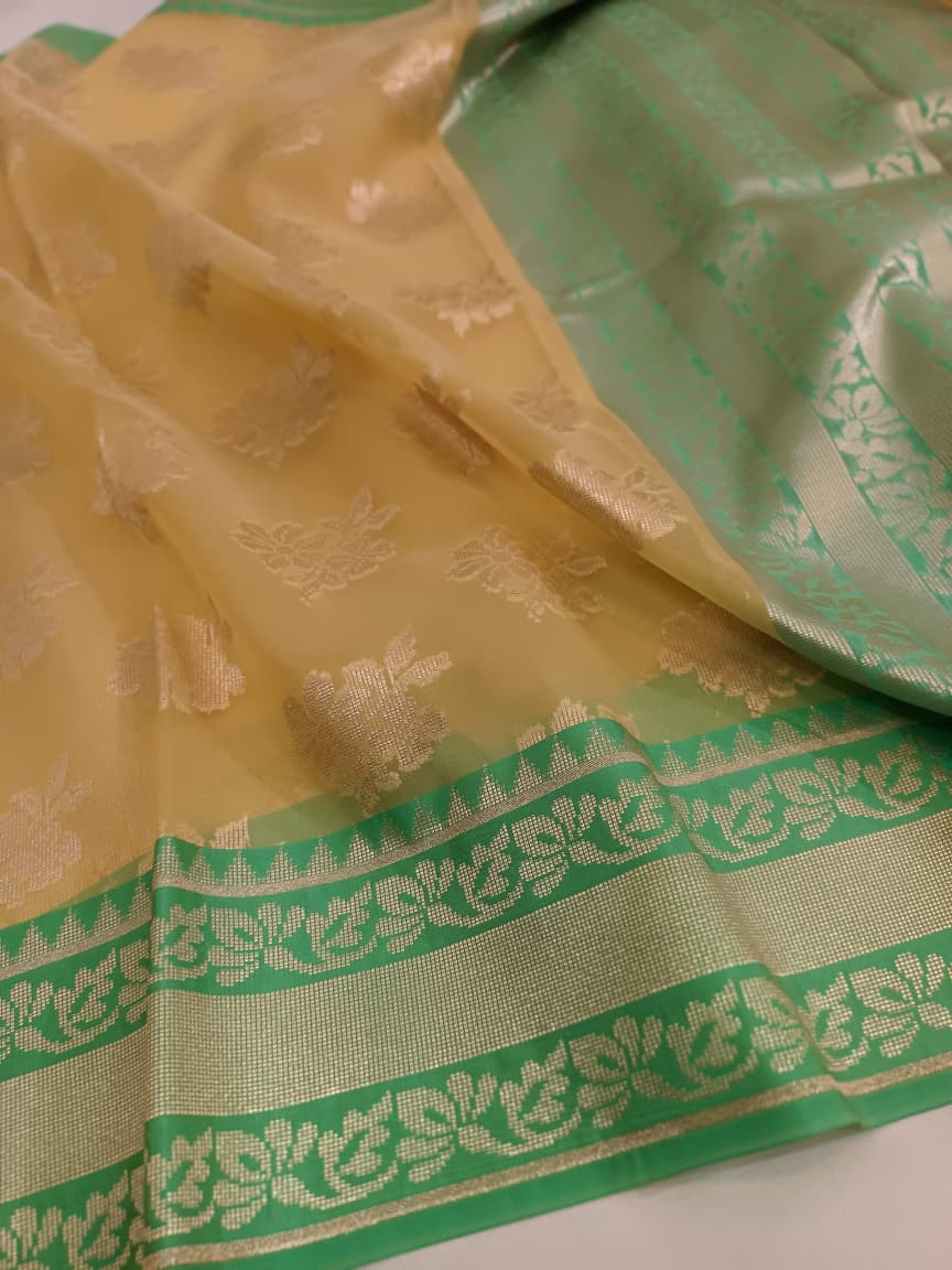Kora Organza Silk Banarasi Border Saree