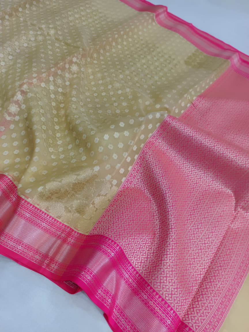 Kora Organza Silk Banarasi Border Saree