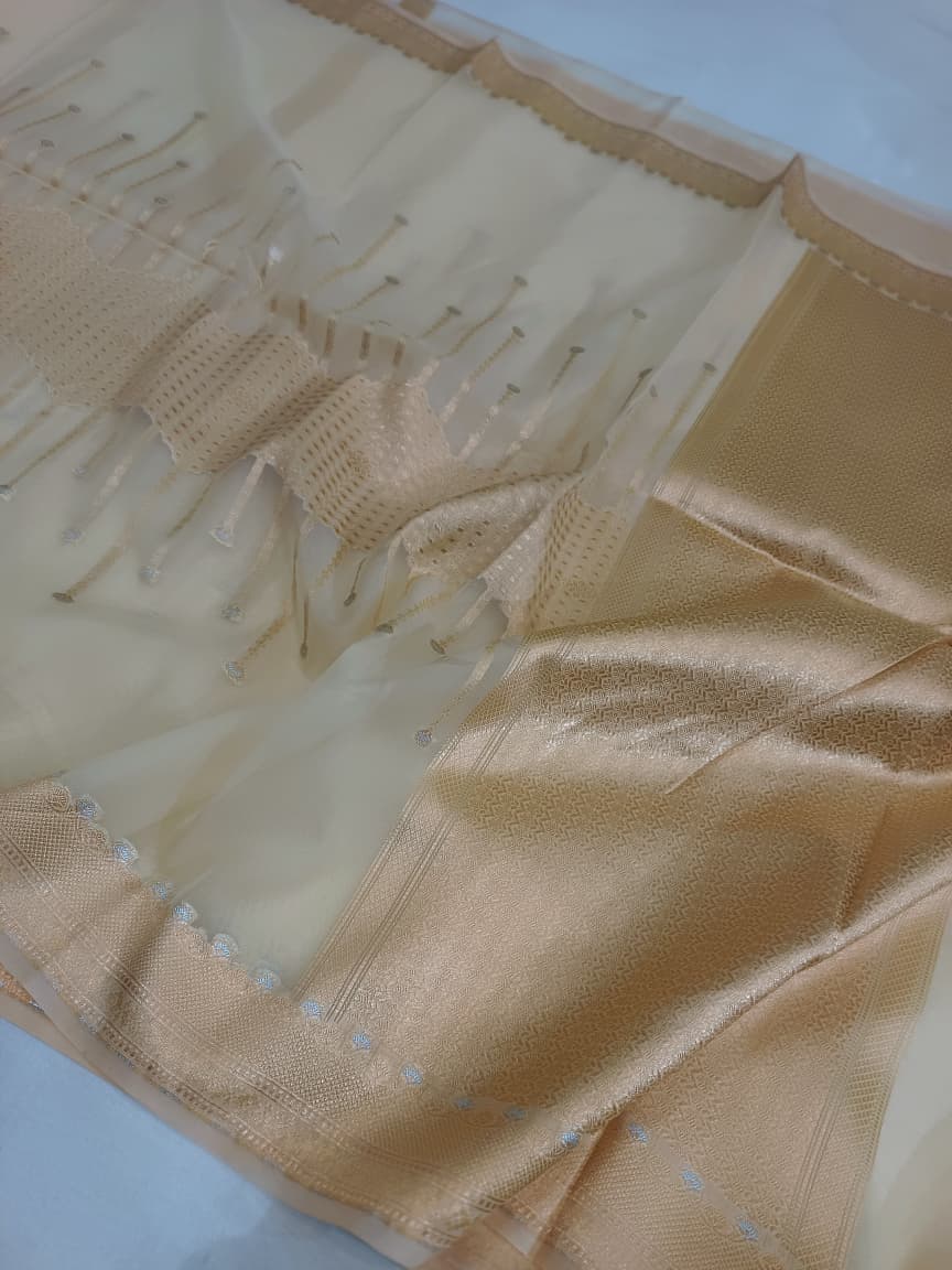 Kora Organza Silk Banarasi Border Saree