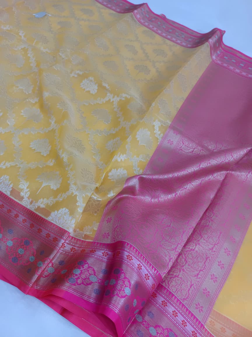 Kora Organza Silk Banarasi Border Saree