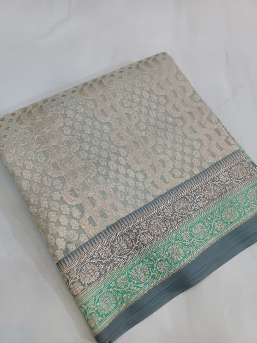 Kora Organza Silk Banarasi Border Saree
