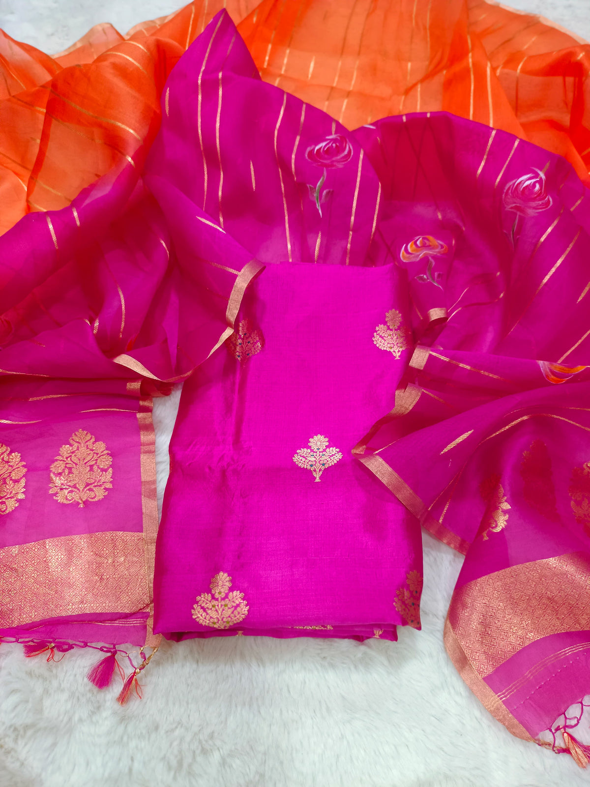 Pure Katan Silk Kadhua Handloom Suit 3 Pcs