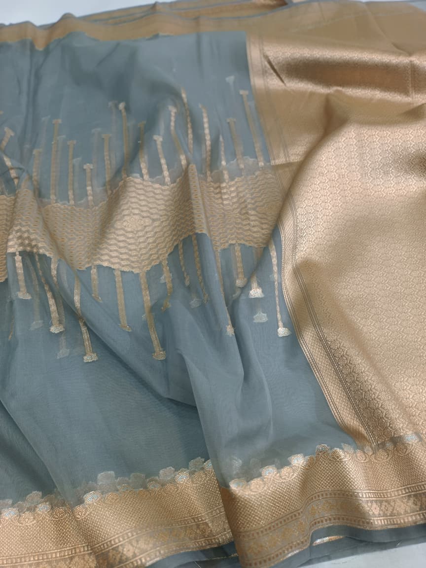Kora Organza Silk Banarasi Border Saree