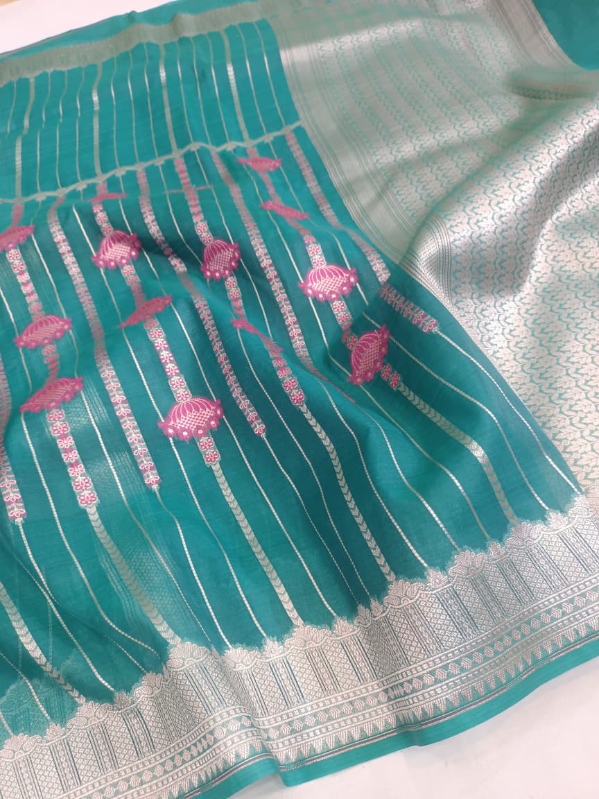 Kora Organza Silk Banarasi Border Saree