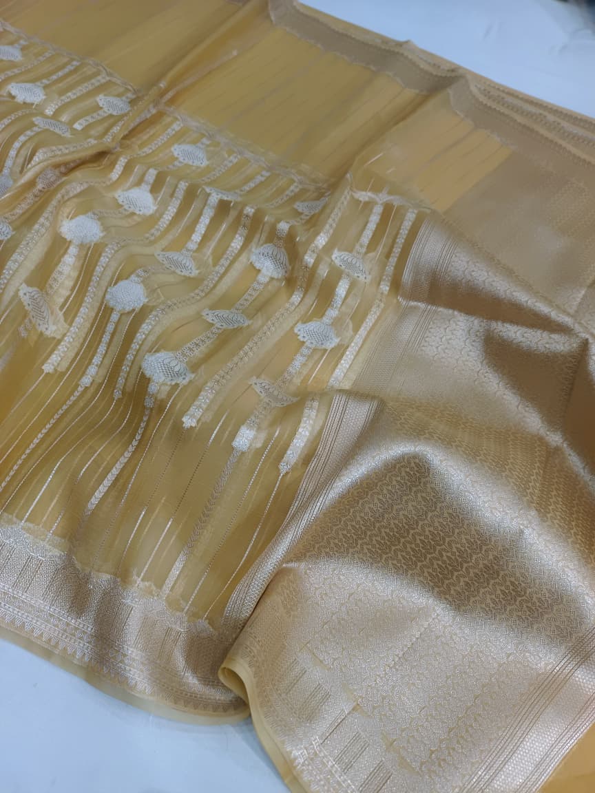 Kora Organza Silk Banarasi Border Saree