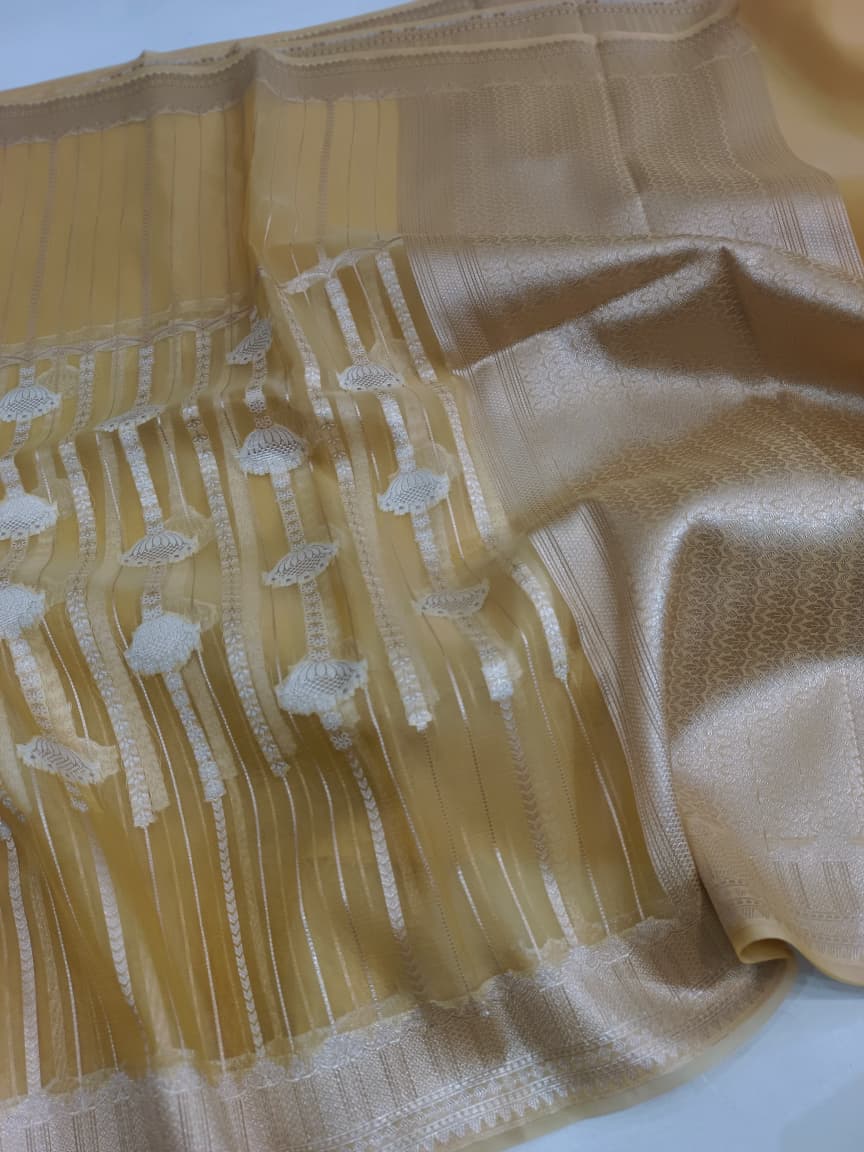Kora Organza Silk Banarasi Border Saree