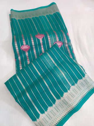 Kora Organza Silk Banarasi Border Saree